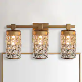 Parrot Uncle - Modern 3-Light Crystal Vanity Light - Brass