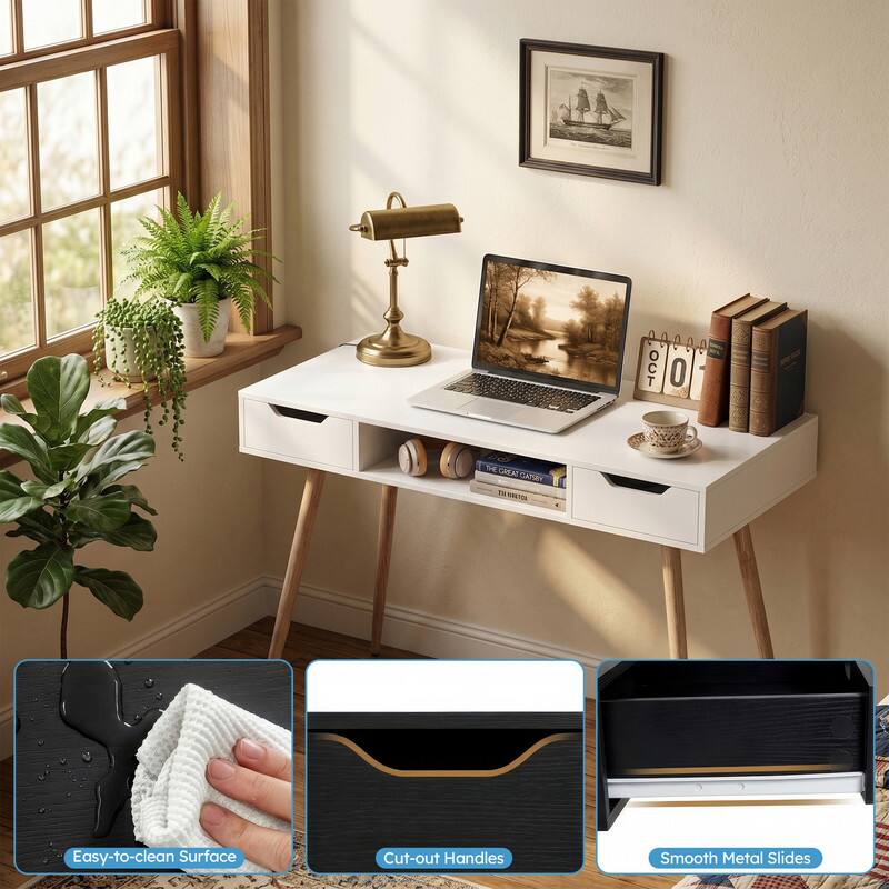Easy-to-clean Surface  
Cut-out Handles  
Smooth Metal Slides