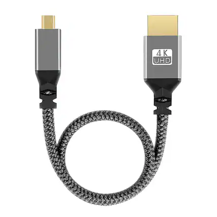 Front. Stock Preferred - Micro HDMI to HDMI Cable 1ft (0.3m) High-Speed 4K/60Hz HDR Video Cord.