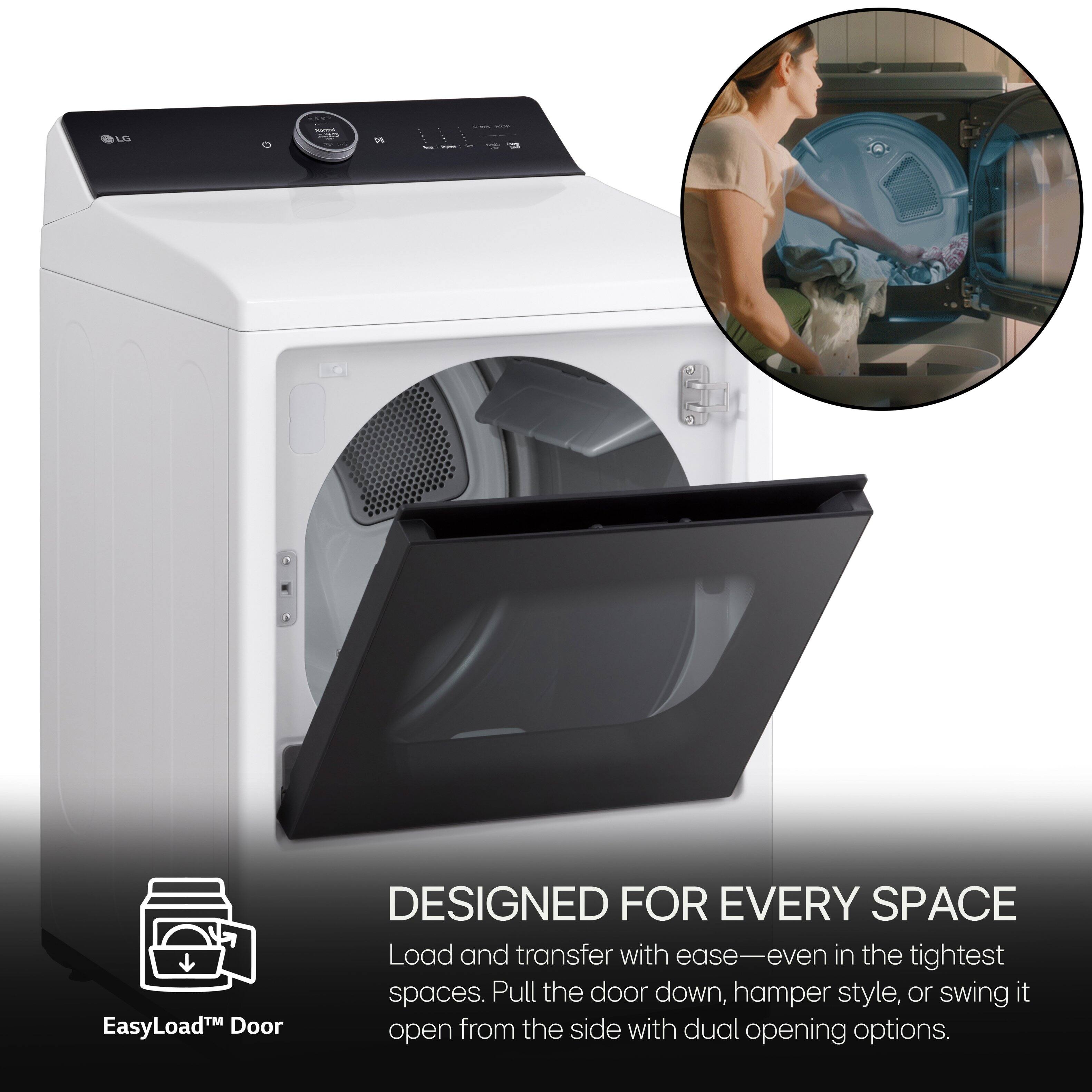 EasyLoad DoorTM Designed for Every Space Load and transfer with ease-even in the tightest spaces. Pull the door down, hamper style, or swing it open from the side with dual opening options.