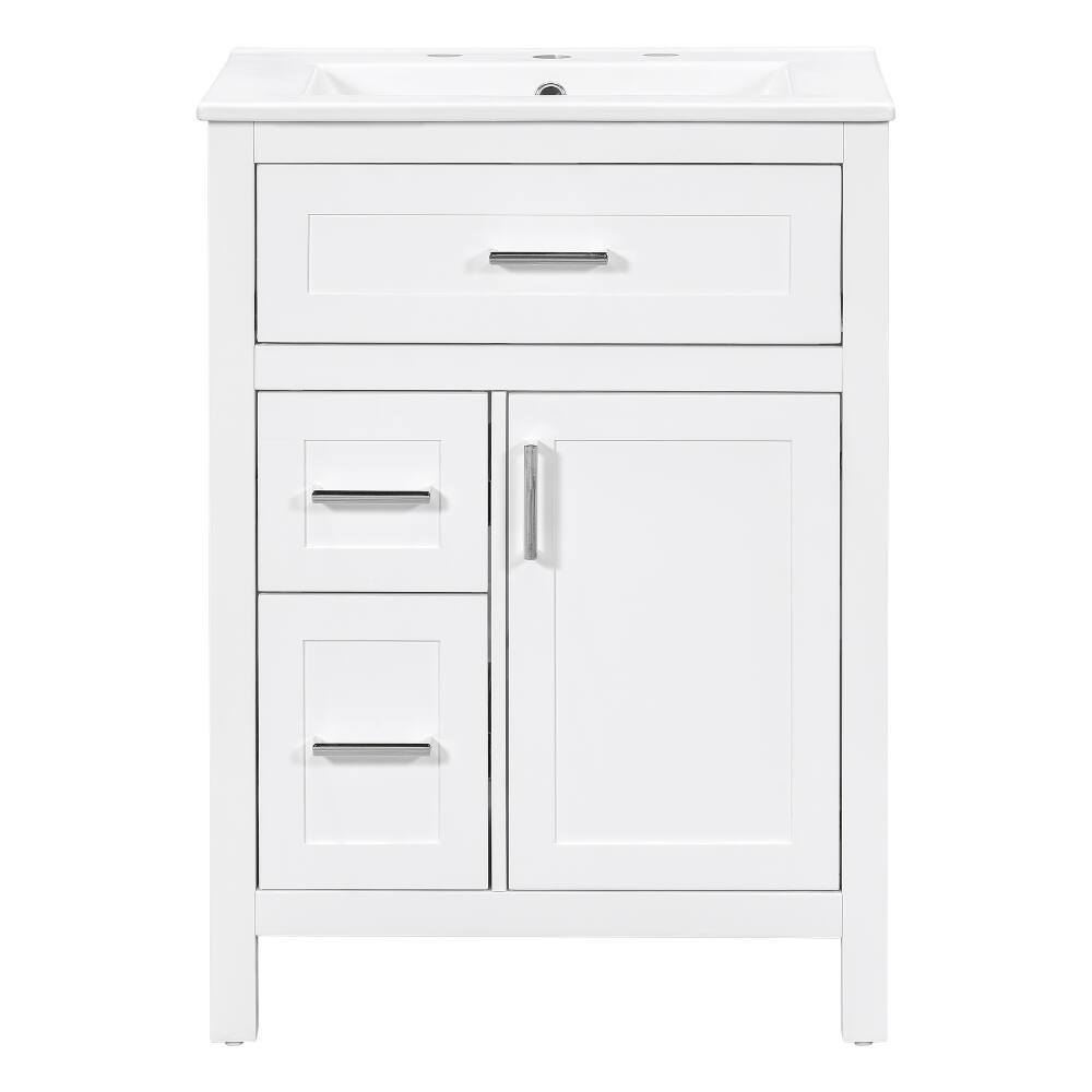 Alt View 8. Loheer - Loheer 24 inch bathroom vanity with sink White Freestanding Cabinet - White.
