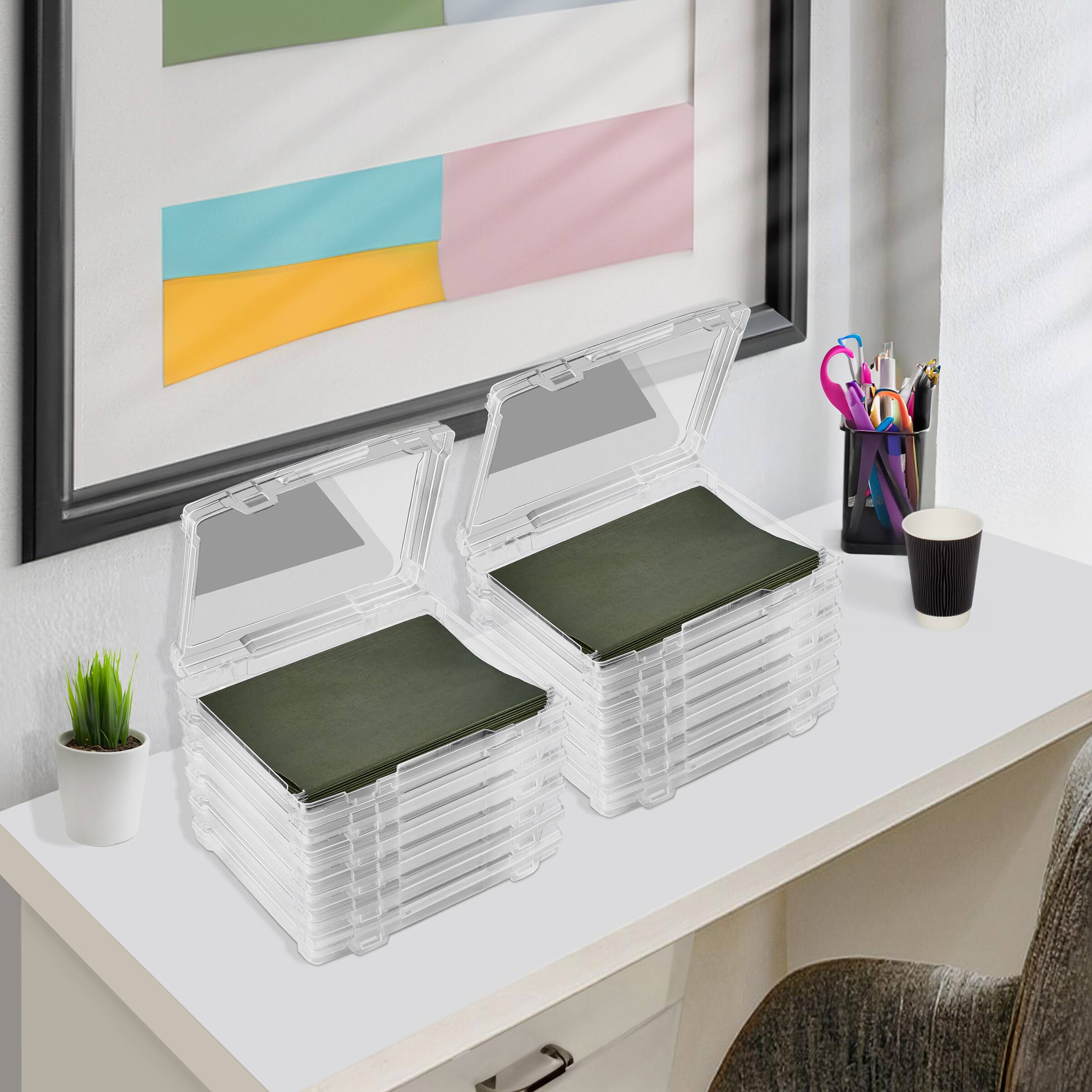 Alt View 5. Sorbus - Sorbus Set of 12 Thin Hanging File Organizer Bin, Interior 10"x12" Clear Plastic Stackable for Document Storage - Clear.