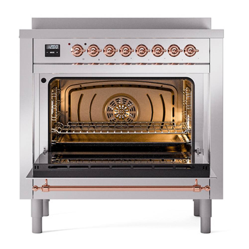 Alt View 4. ILVE - ILVE Nostalgie II Series 36 in. Induction Range with 6 Induction Elements (Copper Trim) - Stainless Steel.