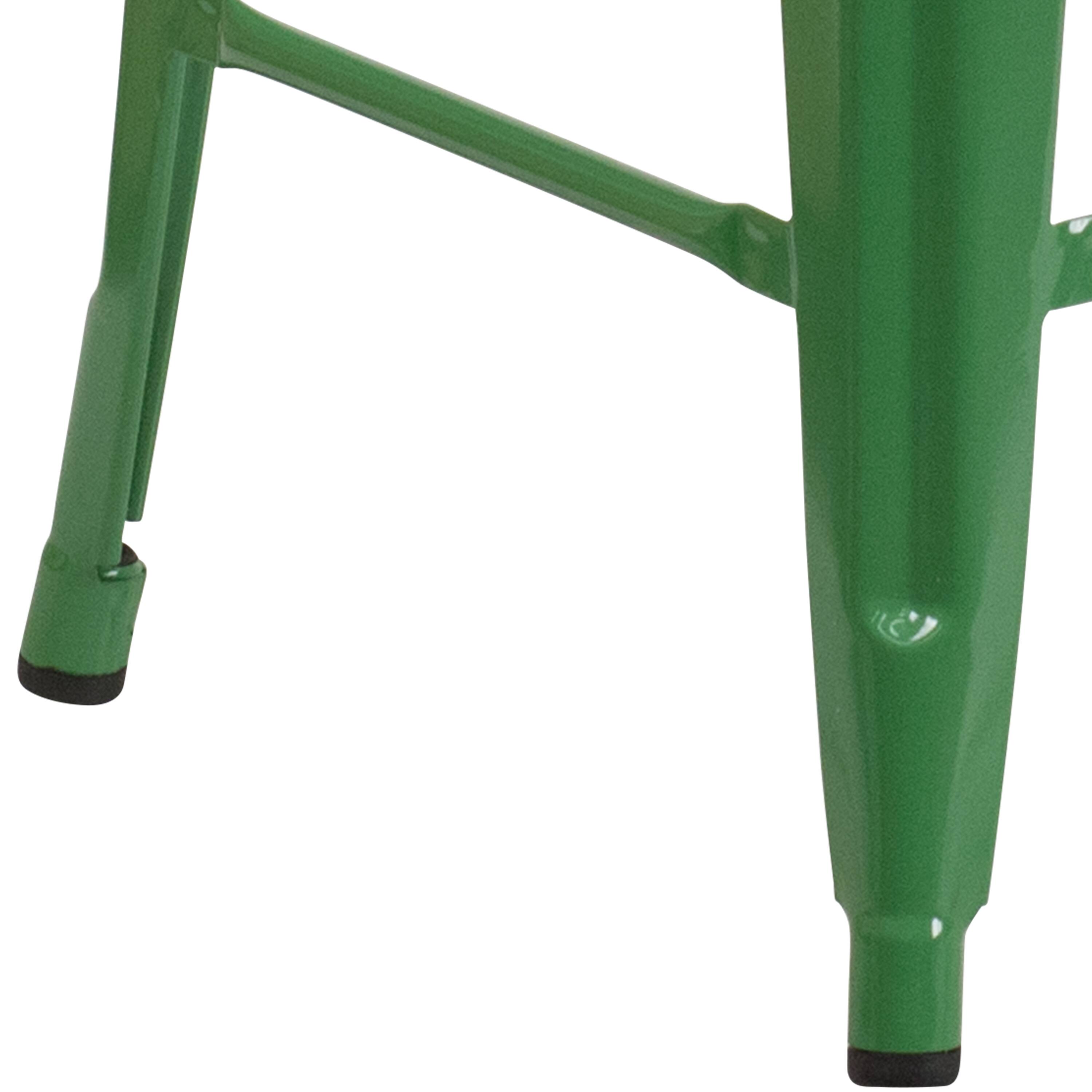 Alt View 7. Emma + Oliver - Commercial Grade 24"H Backless Metal Indoor-Outdoor Counter Stool w/ Square Seat - Green.