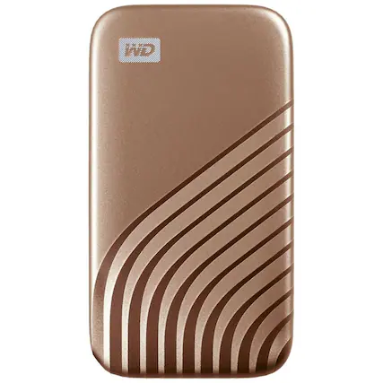 Front. SANDISK - WD My Passport WDBAGF0020BGD-WESN 2 TB Portable Solid State Drive - External - Gold - Desktop PC Device Supported - USB - Gold.
