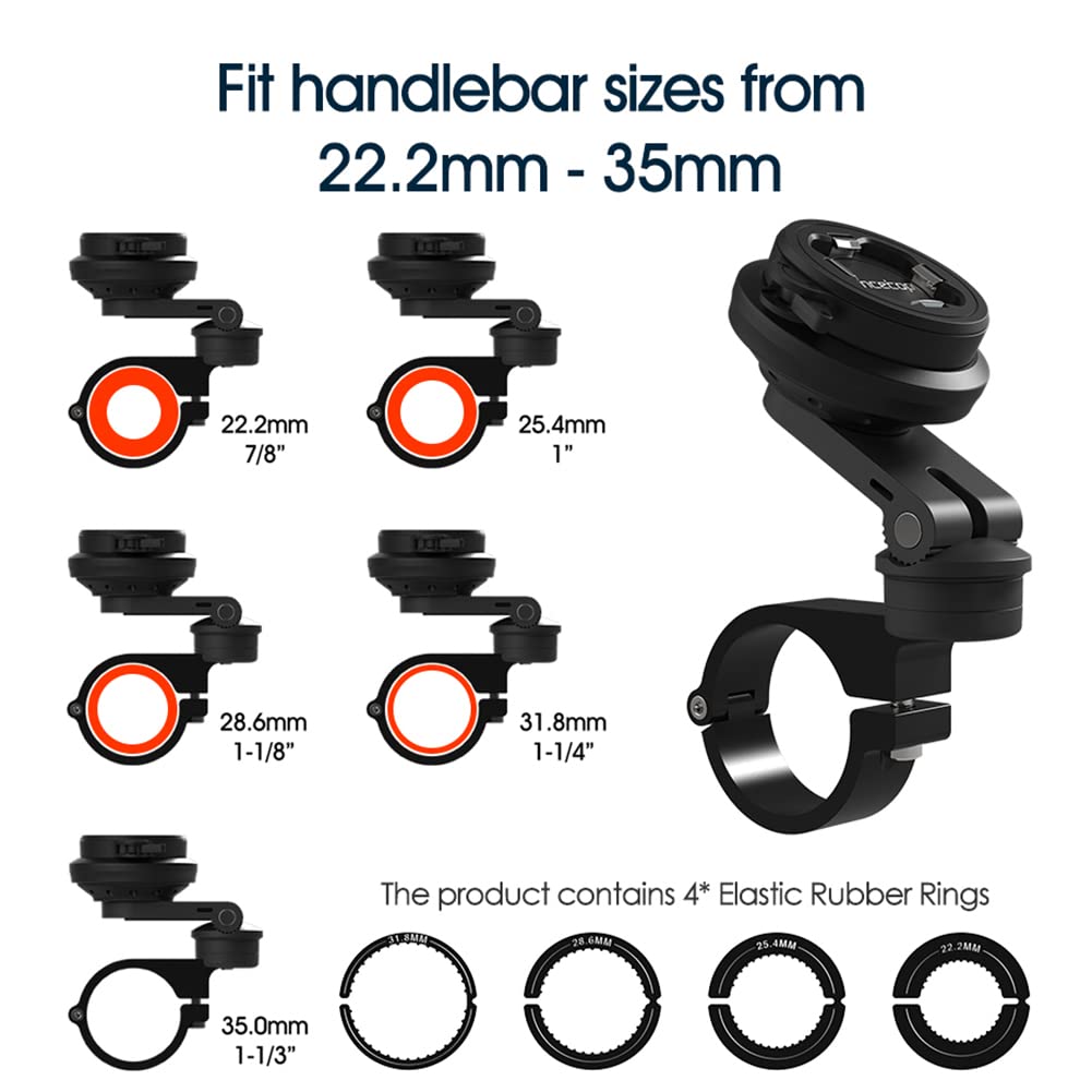 Fit handlebar sizes from 22.2mm - 35mm

- 22.2mm 7/8"
- 25.4mm 1"
- 28.6mm 1-1/8"
- 31.8mm 1-1/4"
- 35.0mm 1-1/3"

The product contains 4* Elastic Rubber Rings