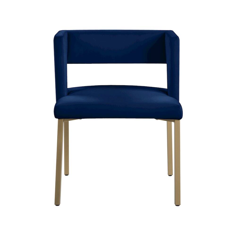 Meridian Furniture - Caleb Navy Velvet Dining Chair, Set of 2 - Blue - Thumbnail 2