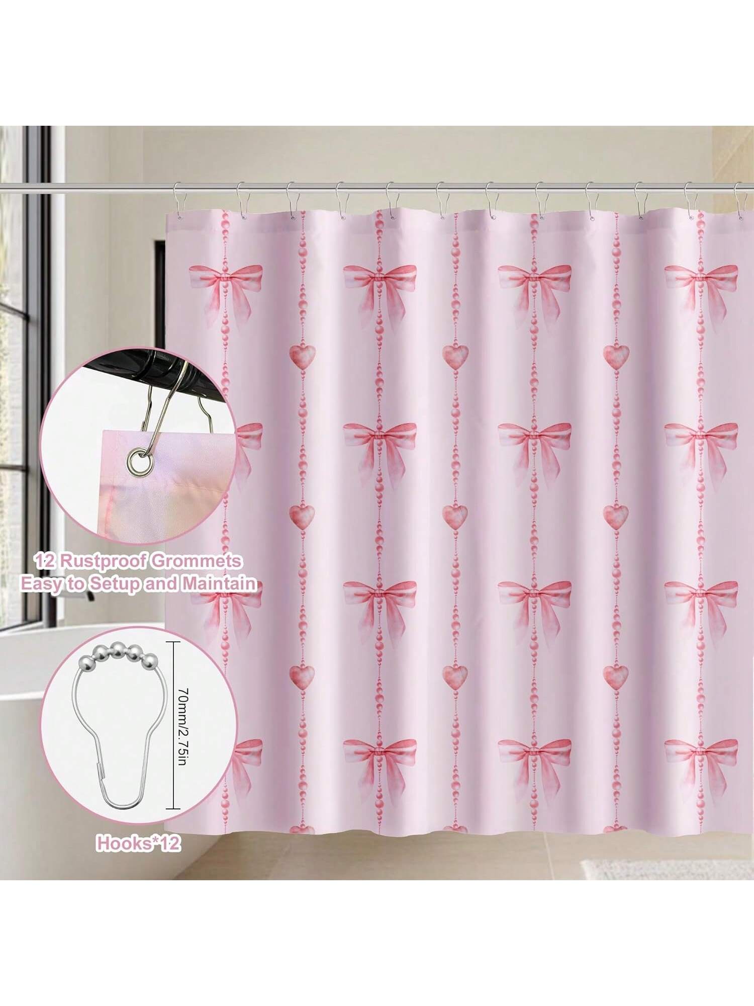 12 Rustproof Grommets  
Easy to Setup and Maintain  
70mm/2.75in Hooks*12