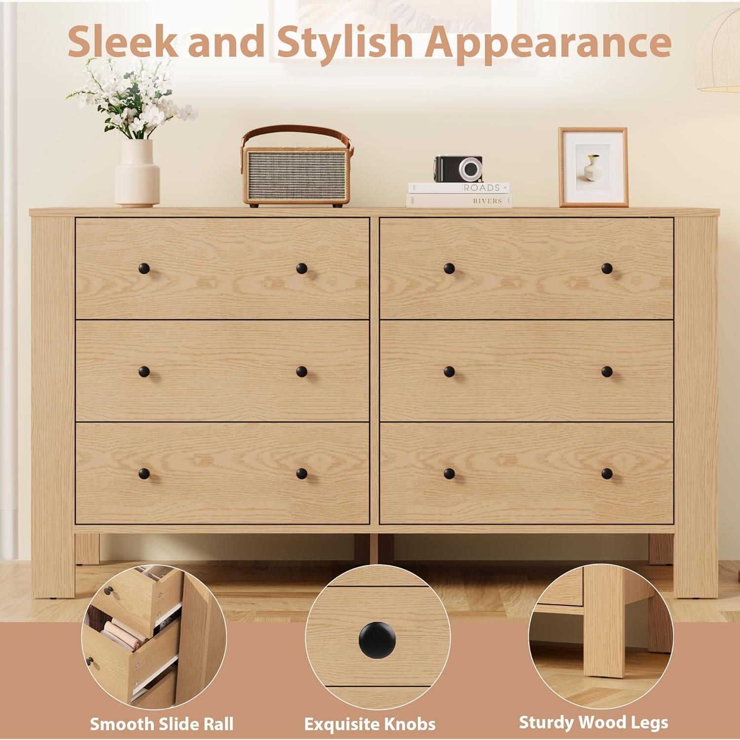 Sleek and Stylish Appearance

- Smooth Slide Rail
- Exquisite Knobs
- Sturdy Wood Legs