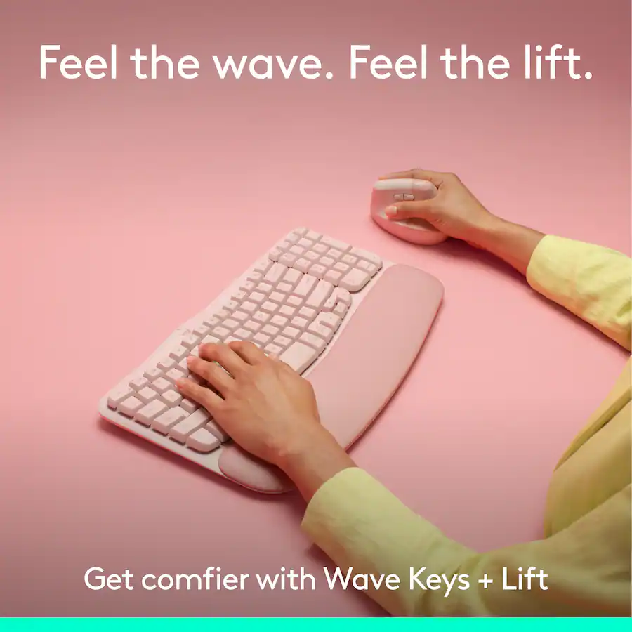 Wave Click Computer Mouse Logitech Wave Keys and Lift Vertical Mouse Wireless Ergonomic Keyboard ...