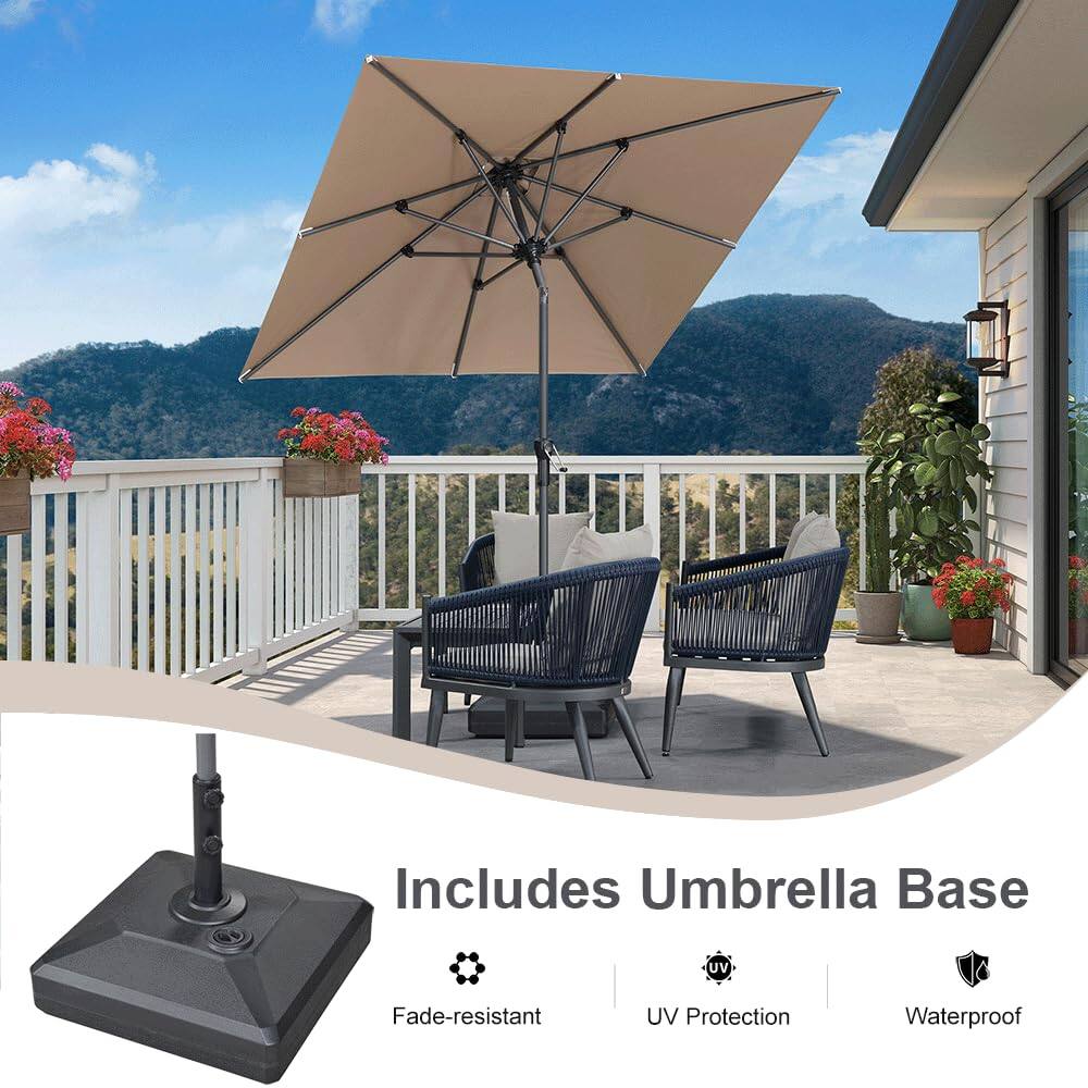 Includes Umbrella Base  
Fade-resistant  
UV Protection  
Waterproof