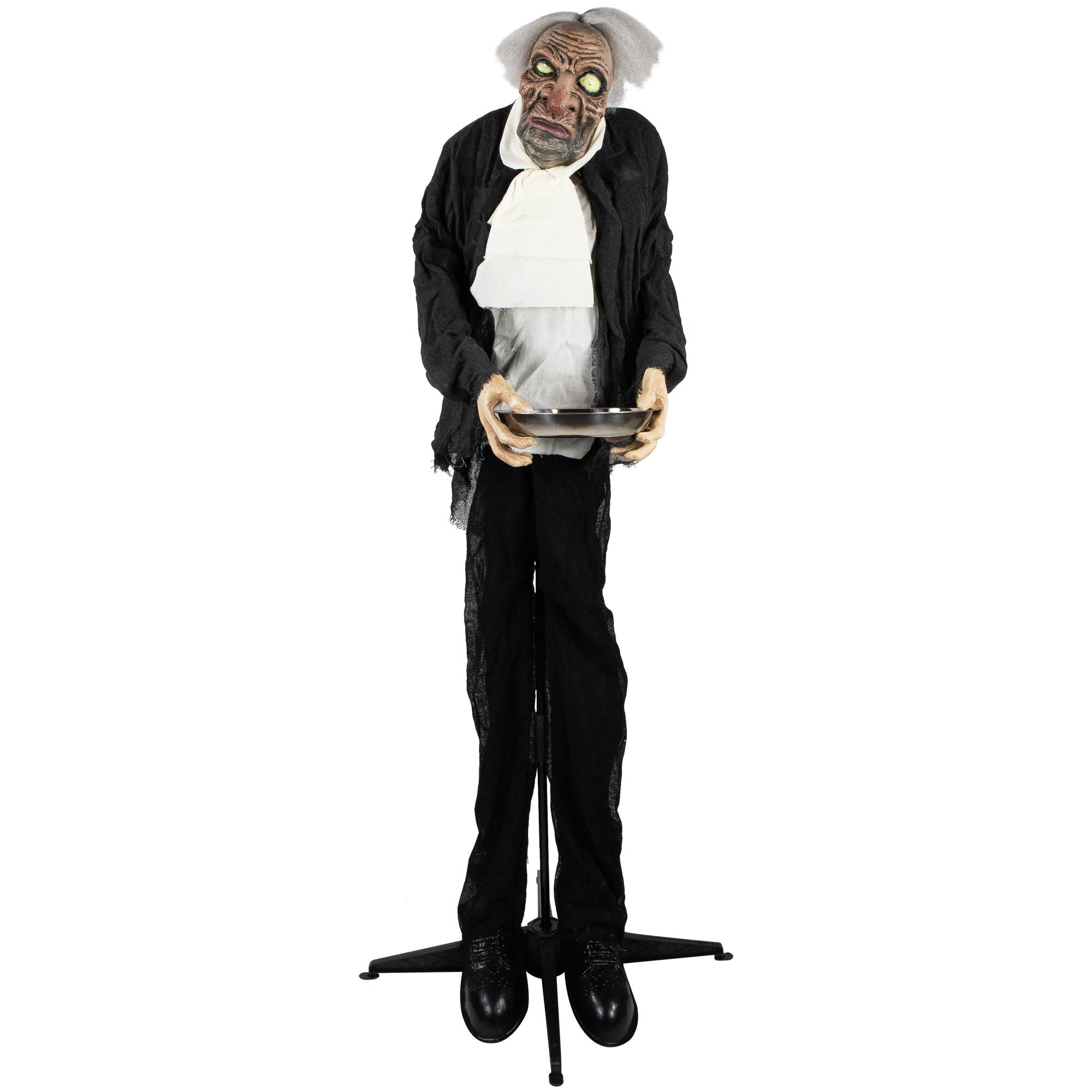 Alt View 1. Northlight - LED Lighted Animated Butler with Sound Halloween Decoration - 5.5' - Clear Lights - Gray.