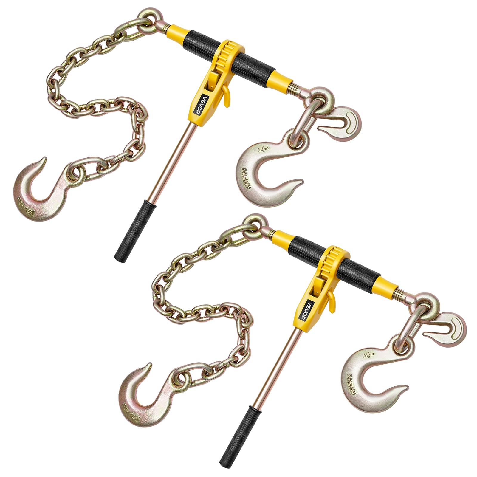 VEVOR - Ratchet Chain Binder, 9200 lbs Working Load, Chain Binders Compatible with 3/8 in - 1/2 in Chains, Heavy Duty Ratchet - Yellow,Black