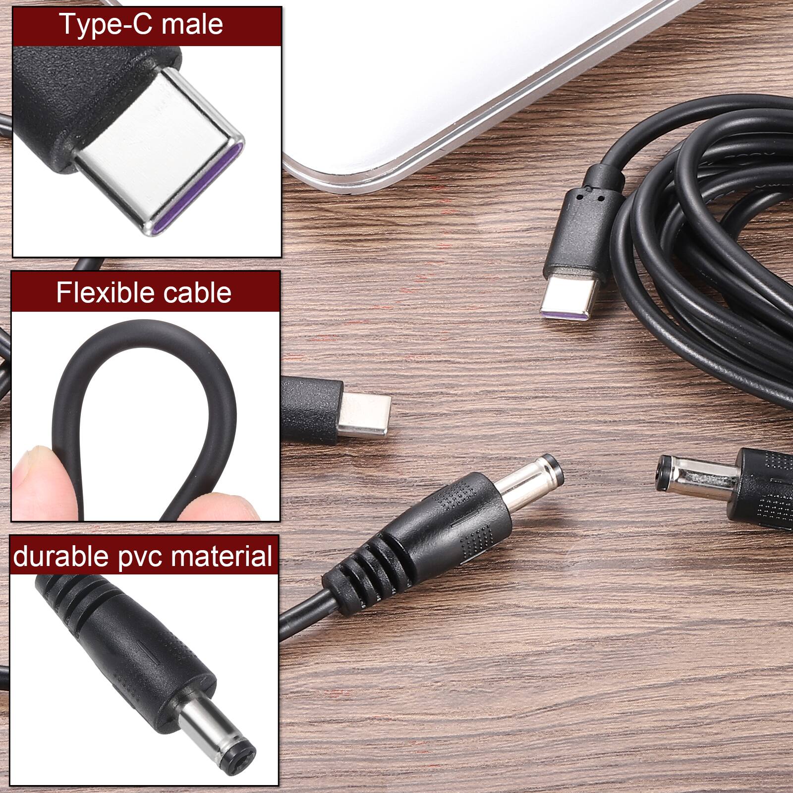 Type-C male  
Flexible cable  
durable pvc material