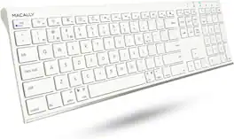 Macally - Wireless Bluetooth Keyboard for Mac - Compatible Apple Keyboard - Up to 3 Devices with 110 Keys - White