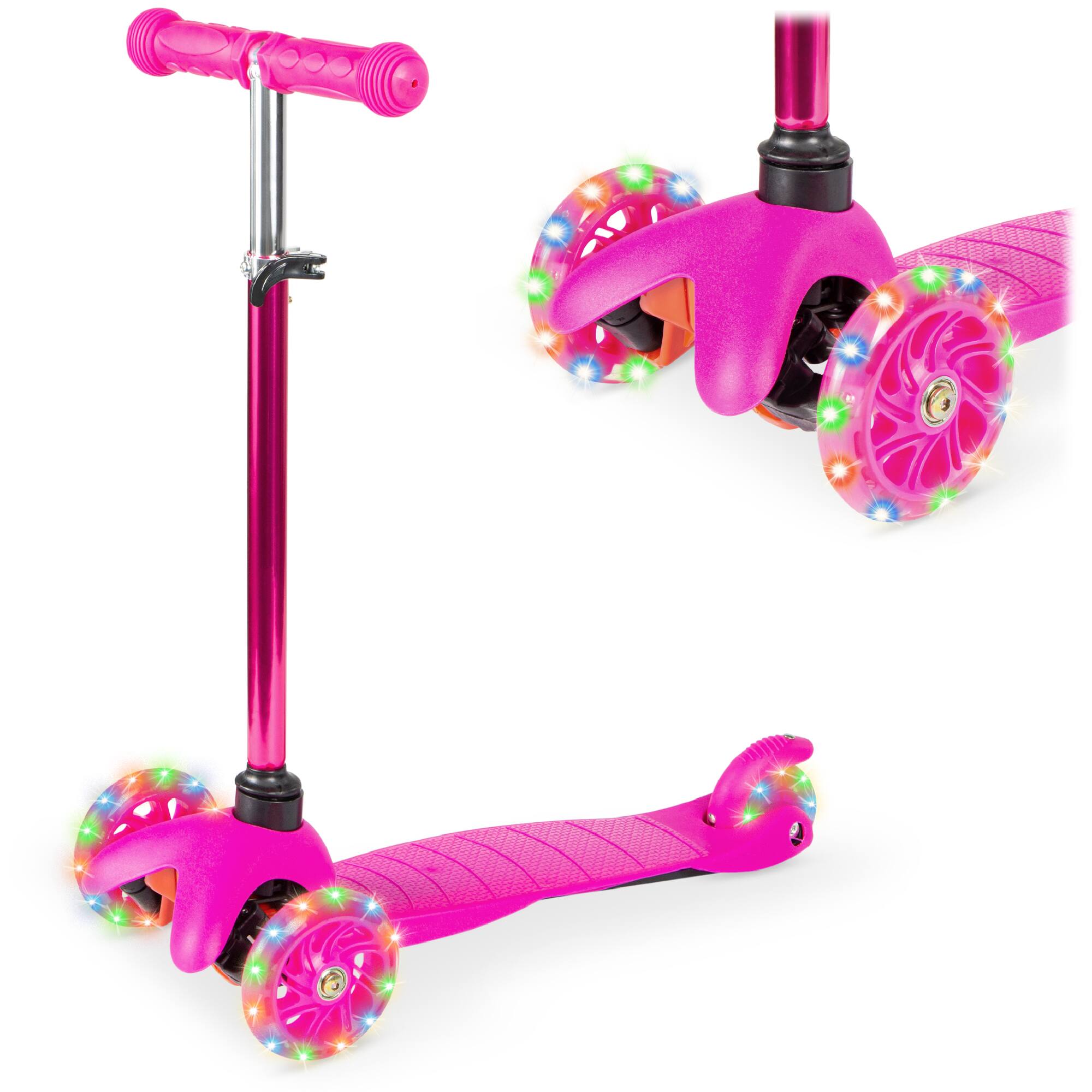 Front. Best Choice Products - Best Choice Products Kids Mini Kick Scooter Toy w/ Light-Up Wheels and Height Adjustable T-Bar - Pink - Pink.