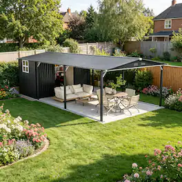 Anysun - 12x23 FT Metal Carport Storage Shed, Heavy Duty Steel Garage with Sliding Door, UV Panel & Waterproof Sloped Roof - Gray
