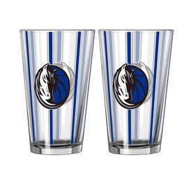 Logo Brands - Dallas Mavericks Two-Piece 16oz. Striped Pint Glass Set - Multicolor