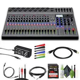 Zoom - LiveTrak L-20 - 20-Input Digital Mixer & Multitrack Recorder Bundle