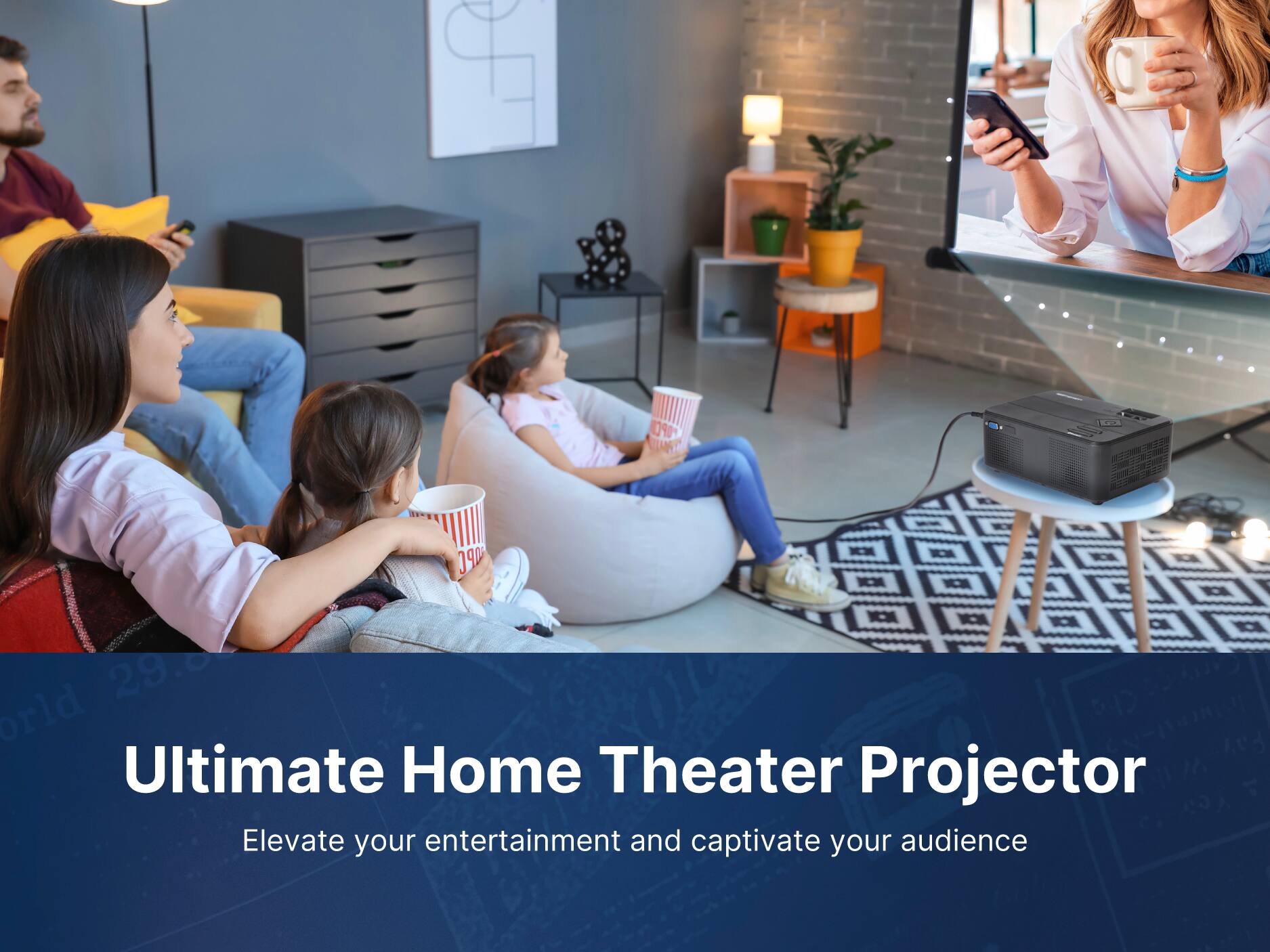 Ultimate Home Theater Projector, Elevate your entertainment and captivate your audience, COPO A 29. orld P4D