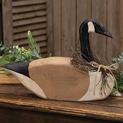Back. BreeBe - Distressed Primitive Wooden Canada Goose - Grey,Black, White.