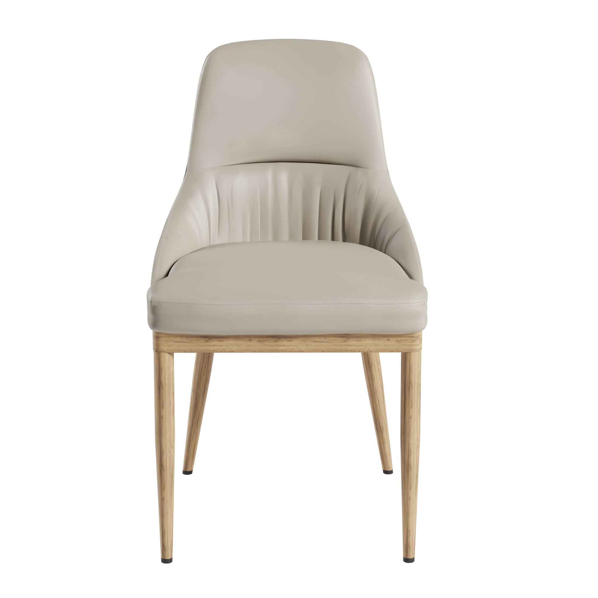 Alt View 1. GOODSILO - Contemporary Armless Dining Chair with Taupe Upholstery and Sleek Black Metal Legs, Set of 2 - Taupe+Natural.