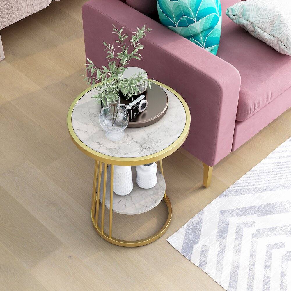 Alt View 4. Furniture of America - Amador Metal 1-Shelf Side Table - White.