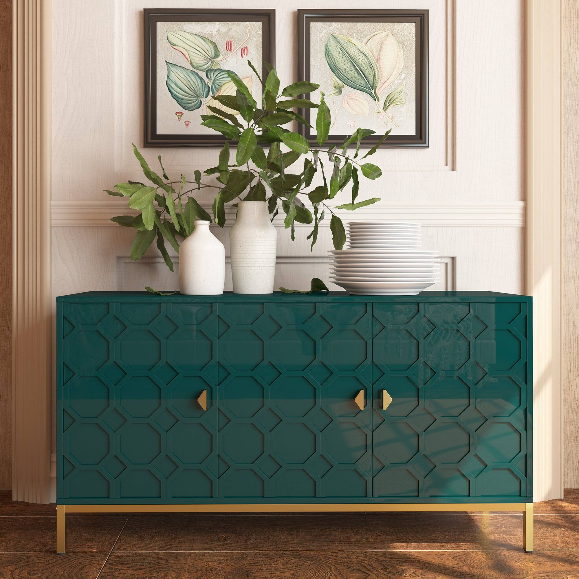 Alt View 2. Boyel Living - Freestanding Storage Cabinet 3-Door Accent Cabinet - Green.