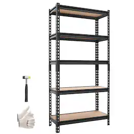 VEVOR - Storage Shelves, 5-Tier Adjustable, 2000 lbs Capacity, Heavy Duty Garage Storage Shelving Unit, Metal Utility Rack Shelf - Black