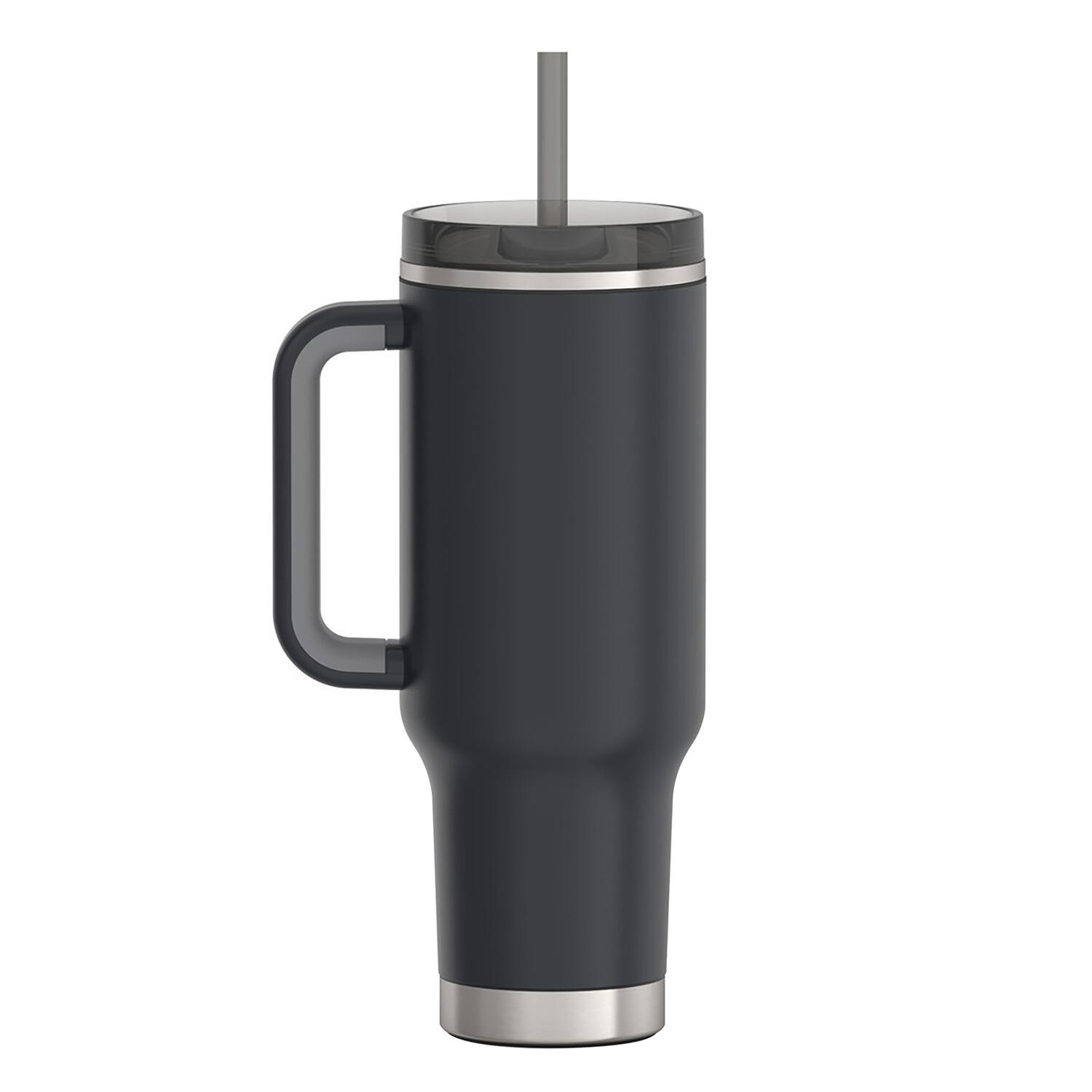Left. Thermos - Thermos 40 oz Stainless Steel Cup Holder Mug w/ Straw - Granite - Granite.
