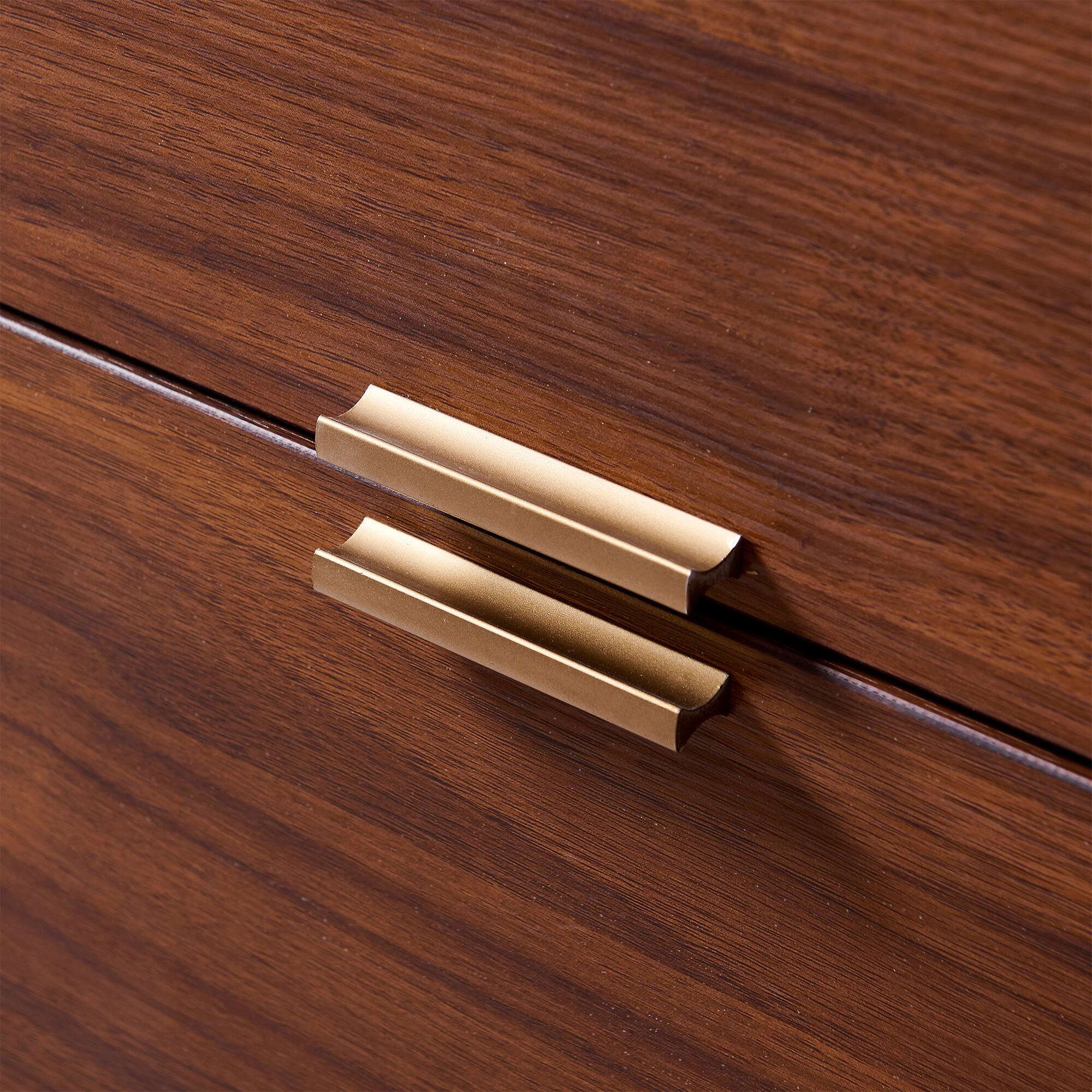Alt View 4. Teamson Home - Ashton Sideboard Storage Cabinet with Faux Marble Top - Brown.