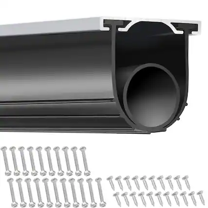 Front. VEVOR - Garage Door Seals Bottom Rubber, U Shape +O Ring Combination Garage Door Weather Stripping with Pre-drilled Aluminum - Black.