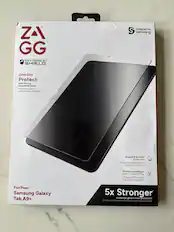 ZAX GG INVISIBLE SHIELD Designed for S Samsung Glass Elite Protect with Strong Tempered Glass Protection par un verre tremp rsistant Impact & Scratch Protection Protection antichoc et contre les rayures Precise Installation with EZ Apply Tray EZ Apply Tray sans couture installation For/Pour: Samsung Galaxy Tab A9+ 5x Stronger tempered glass screen protection 5 fois la protection d'un cran en verre tremp