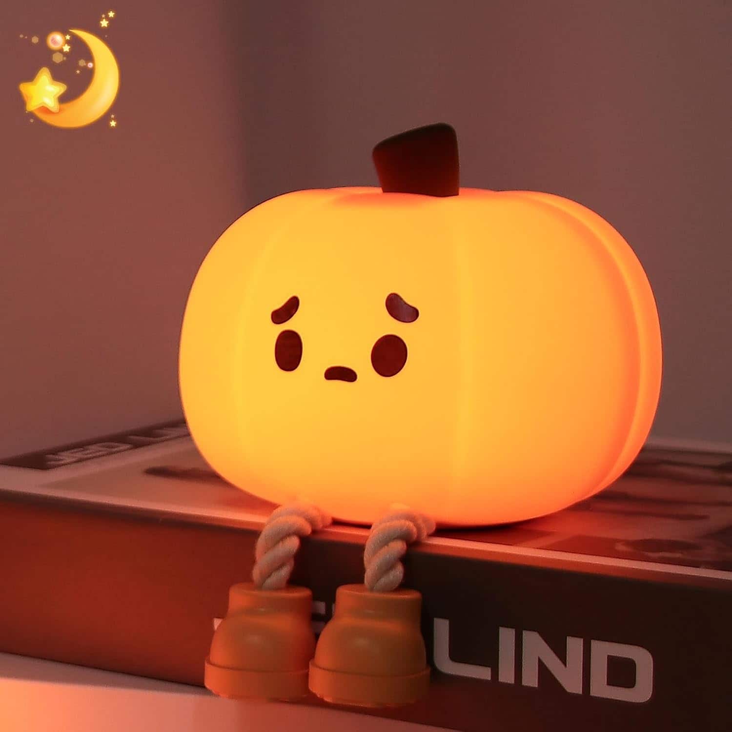 Cozy Serene - white blue Night Light LED Lamp LED Dimmable Rechargeable plastic Ghost Kids Cute Silicone Nursery Nightlight - Pumpkin