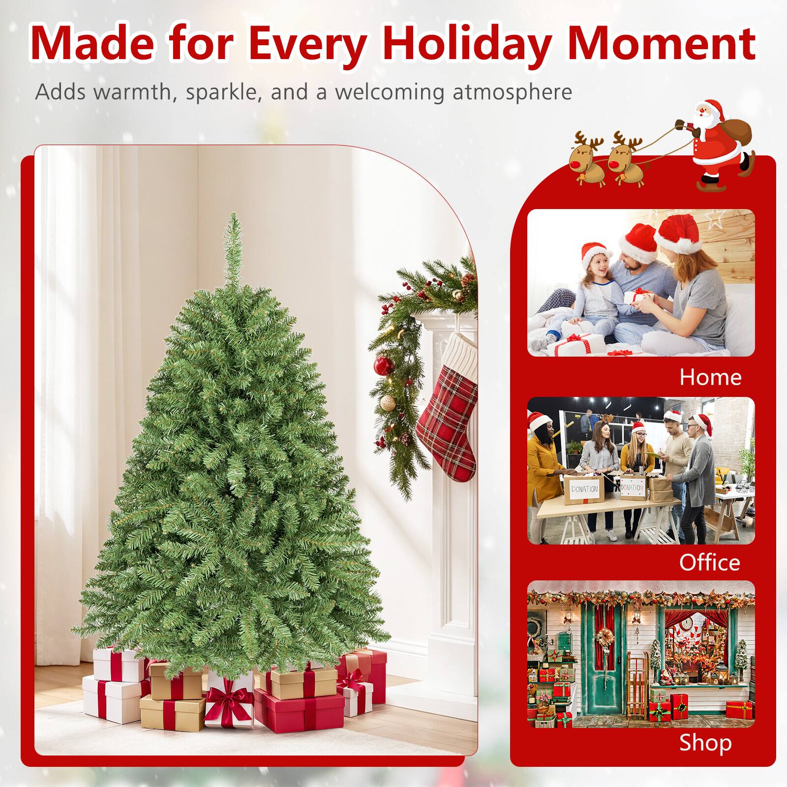 Made for Every Holiday Moment  
Adds warmth, sparkle, and a welcoming atmosphere

Home  
DONATION  
Office  
Shop