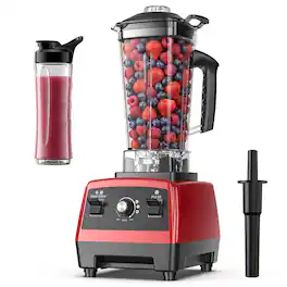 Teendow - 1800W High Speed Blender & Smoothie Maker with 68oz Pitcher, 20oz Personal Cup & Travel Lid - Red