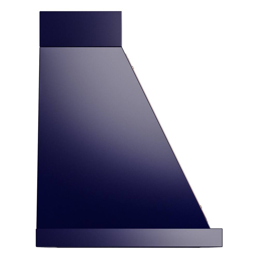 Alt View 3. ILVE - ILVE Nostalgie II Noblesse 30 inch Ducted Wall Mount Range Hood with 600 CFM (Midnight Blue, Copper Trim) - Midnight Blue.