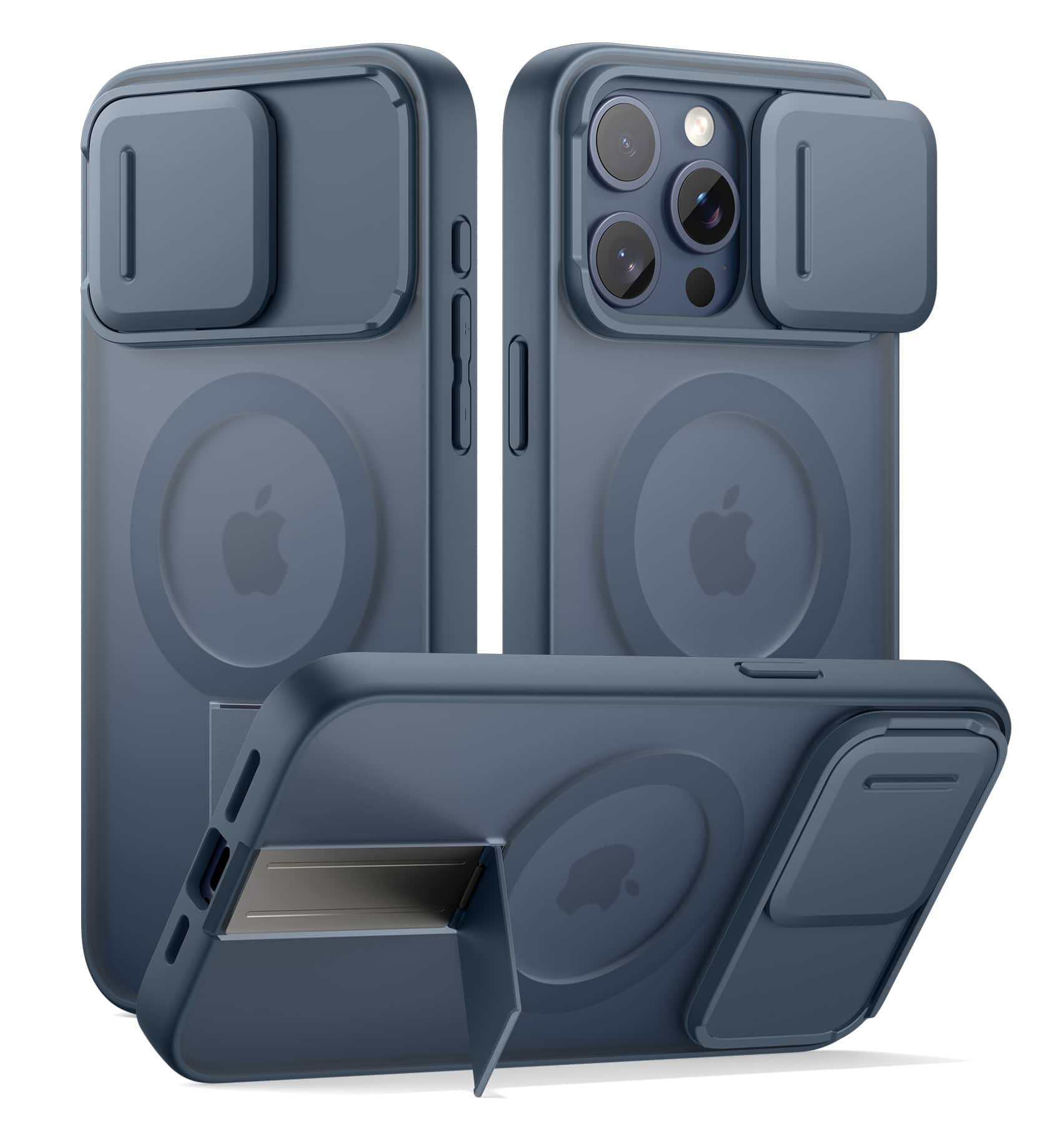 SURITCH - Rugged Case for iPhone 15 Pro, Compatible with MagSafe, Built-in Kickstand & Camera Cover & Translucent Back 6.1 inch - Navy Blue price history on PriceWatchPro