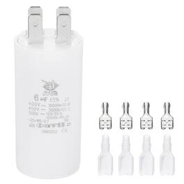 Unique Bargains - 6uF CBB60 Run Capacitor, AC 450V 4 Pin Double Insert with Sheath Spring for Motor Start - White
