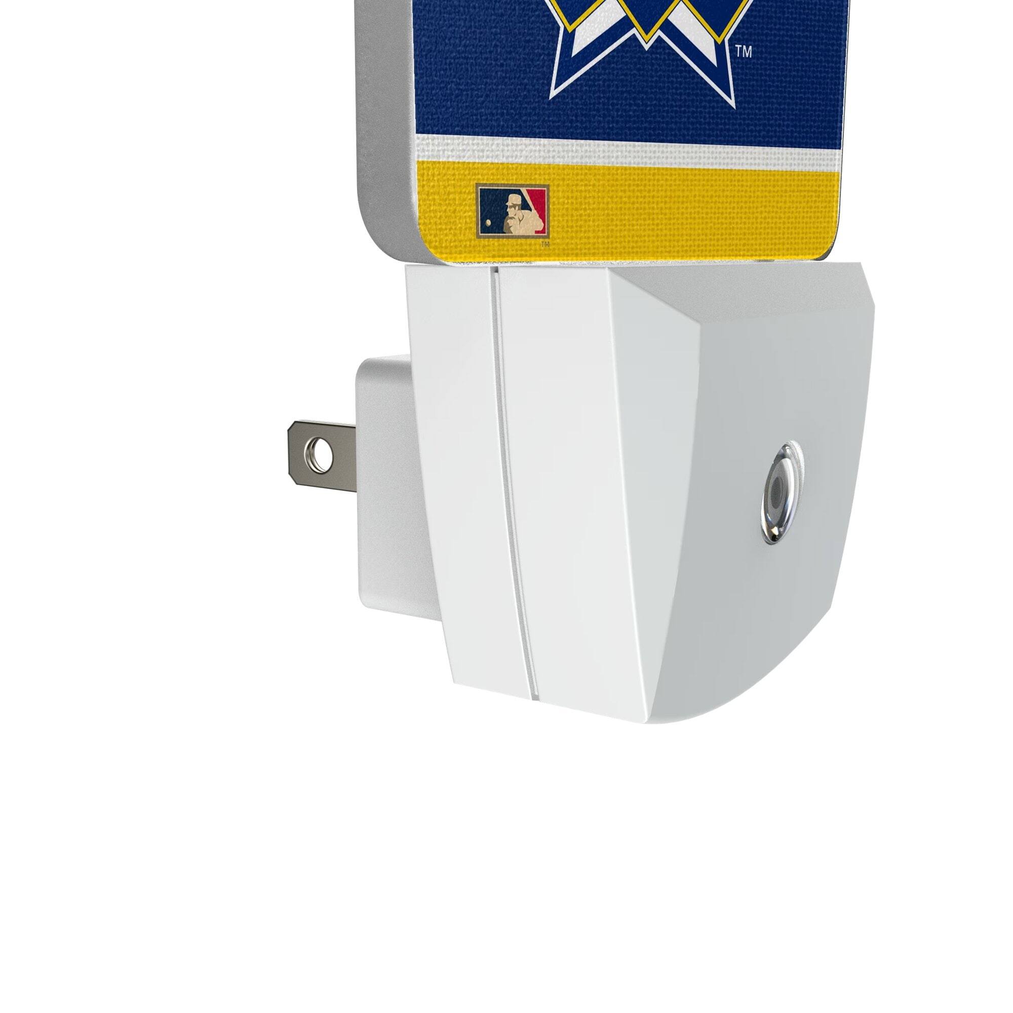 Alt View 2. Keyscaper - Seattle Mariners Throwback Logo Stripe Design Nightlight 2-Pack - Multicolor.