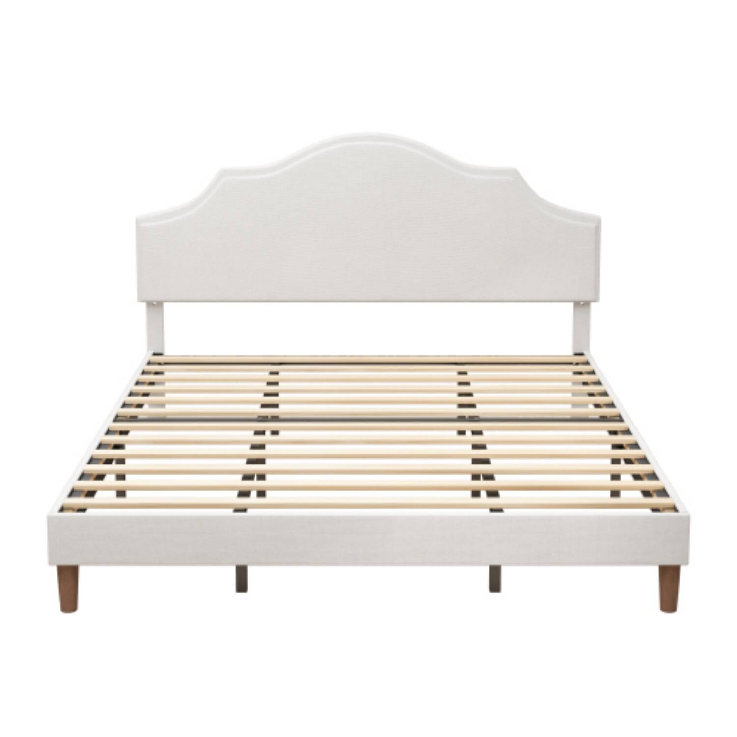 Alt View 1. LUCKY ONE - King Size Platform Bed with Adjustable Headboard - No Box Spring Needed, 1000 lbs Cap - White.
