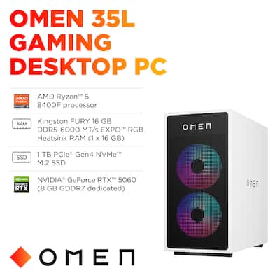 HP OMEN 35L Gaming Desktop AMD Ryzen 5 8400F 2024 16GB DDR5 Memory HP OMEN 35L Gaming Desktop AMD Ryzen 5 8400F 2024 16GB DDR5 Memory