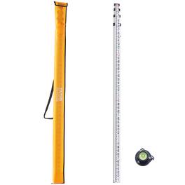 VEVOR - Aluminum Grade Rod, 14-Feet/8ths 4 Sections Telescopic Measuring Rod, Double-Sided Scale 1/8in Leveling Rod Stick - Silver
