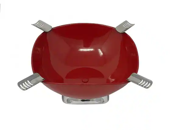Front. Prestige - Smokin Ash' Quadrangle Cigar Ashtray (Red) - Gloss Metallic Red Finish.