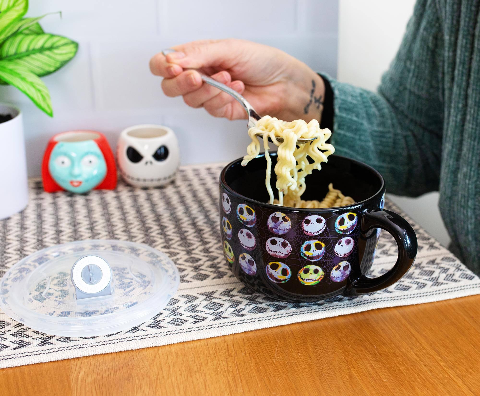 Alt View 4. Disney - Disney The Nightmare Before Christmas Jack Expressions Ceramic Soup Mug with Lid - Black.