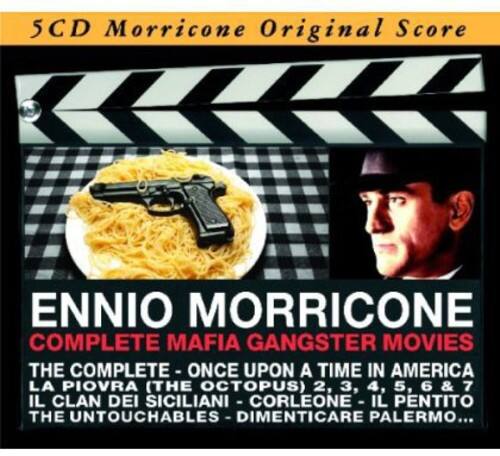 5CD Morricone Original Score

ENNIOMORRICONE COMPLETE MAFIA GANGSTER MOVIES THE COMPLETE - ONCE UPON A TIME IN AMERICA LA PIOVRA (THE OCTOPUS) 2, 3, 4, 5, 6 & 7 IL CLAN DEI SICILIANI - CORLEONE - IL PENTITO THE UNTOUCHABLES - DIMENTICARE PALERMO...