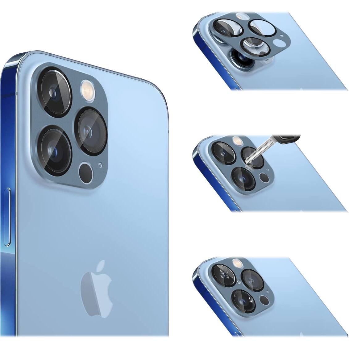 Alt View 13. SaharaCase - ZeroDamage Camera Lens Protector for Apple iPhone 13 Pro and iPhone 13 Pro Max (2-Pack) - Blue.
