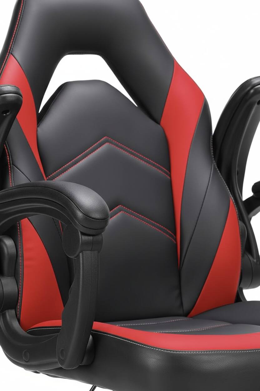 Left. AOITUN - Gaming Chair Ergonomic Office Chair PU Leather Desk Chair Executive Adjustable Swivel Task Chair with Flip-up Armrest - Red.