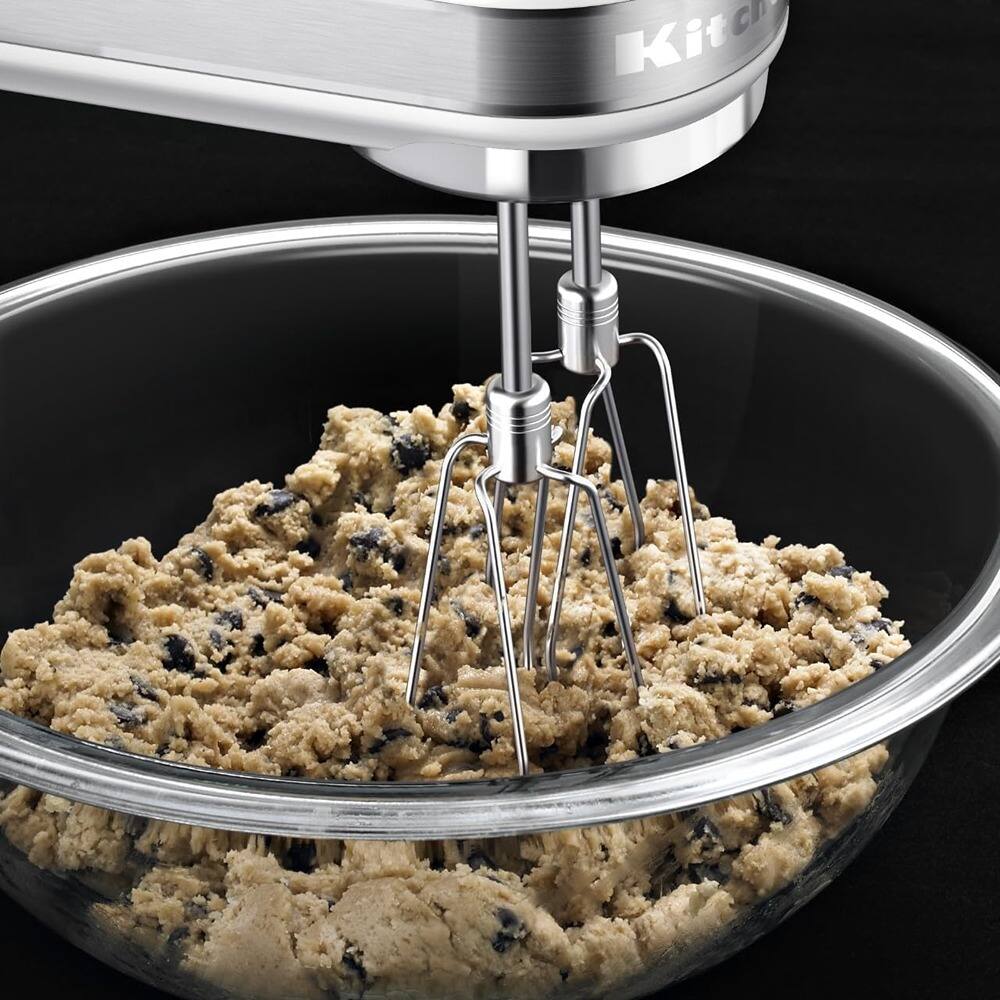 Left. ACJPR - 5-Speed Electric Hand Mixer – Turbo Boost, Stainless Steel Beaters, White - white.