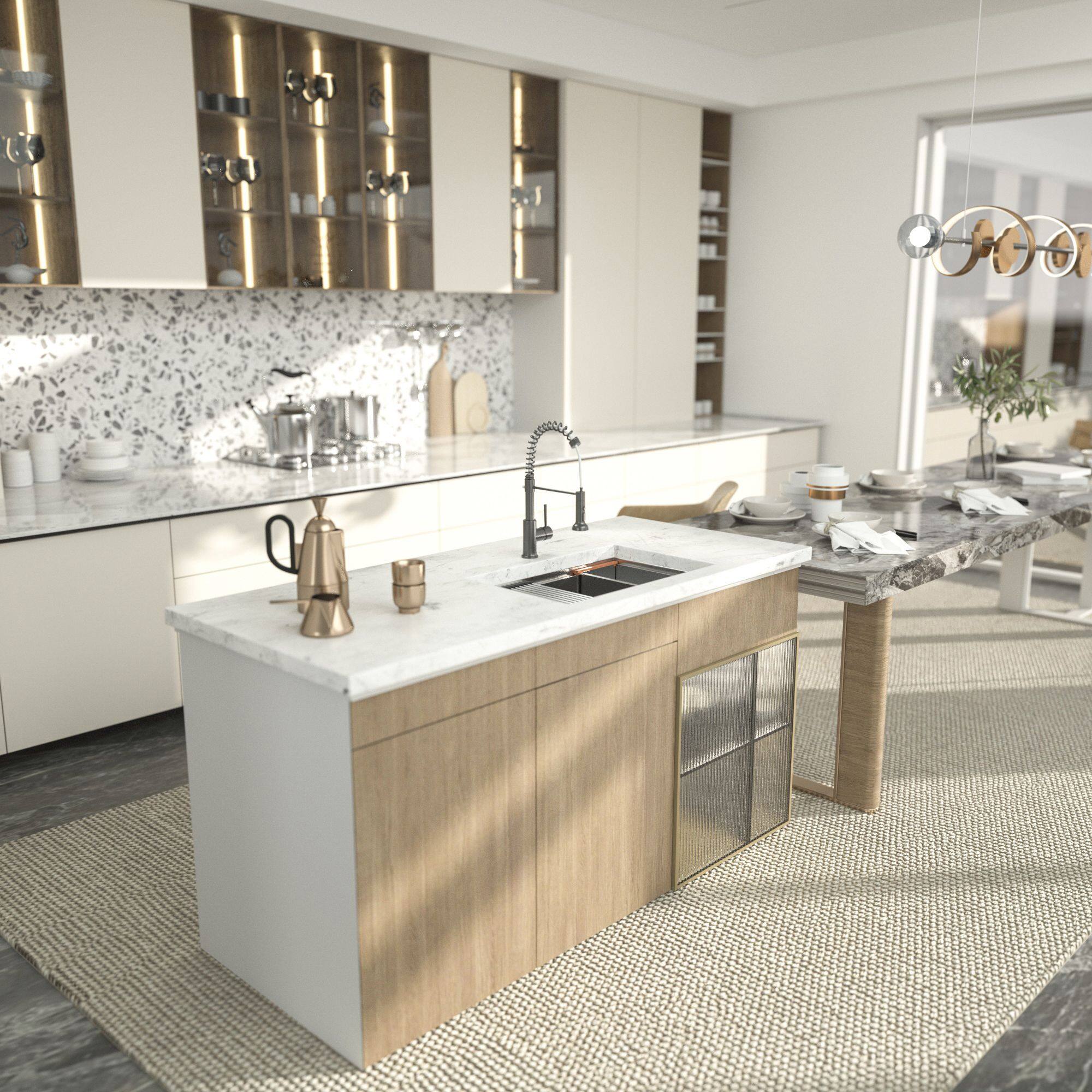 Angle. Lordear - 32"x19"x 10" Single Bowl Undermount Workstation 16 Gauge Stainless Steel Kitchen Sink - Stainless steel.